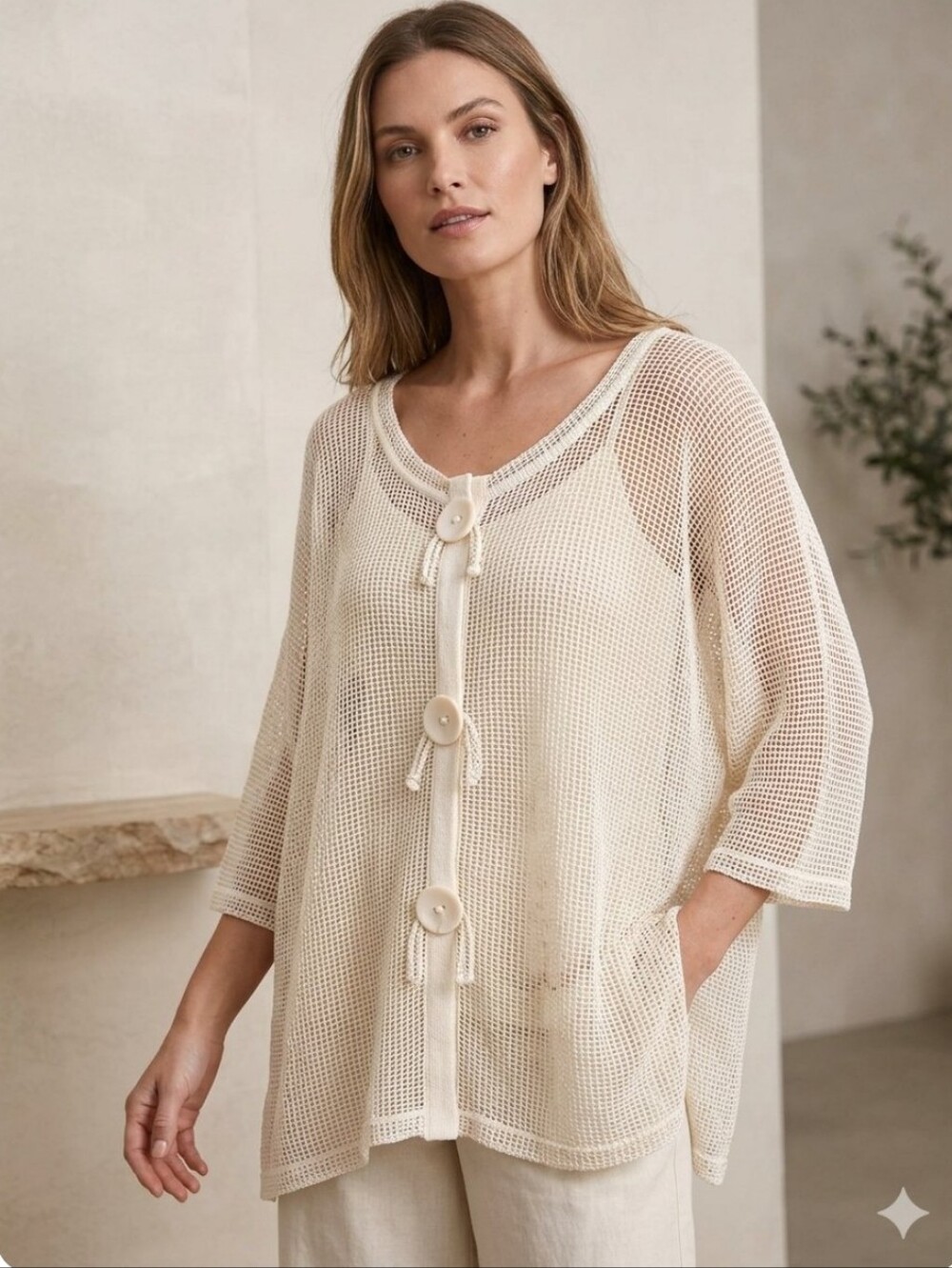 Elegant Handmade White Knit Sweater With Sparkles